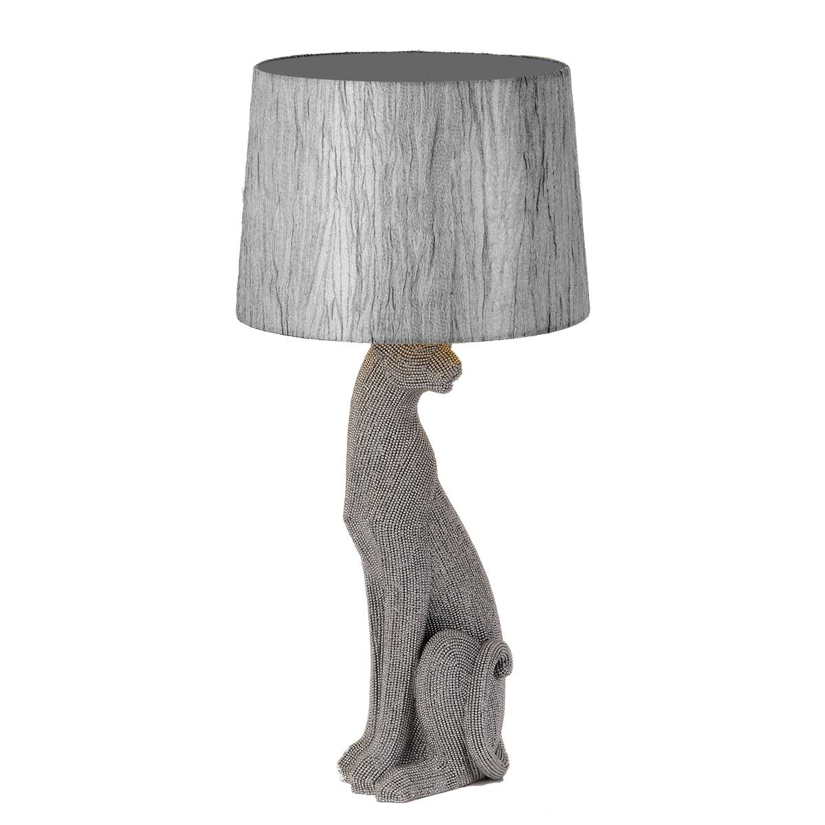 Nala Silver Encrusted Bead Lioness Table Lamp