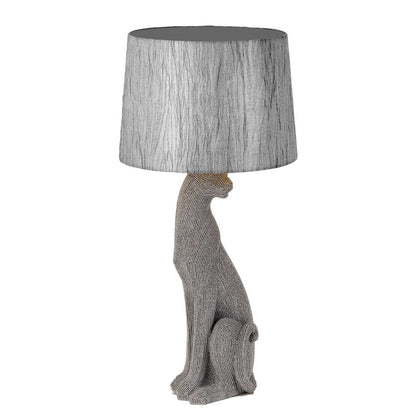 Nala Silver Encrusted Bead Lioness Table Lamp