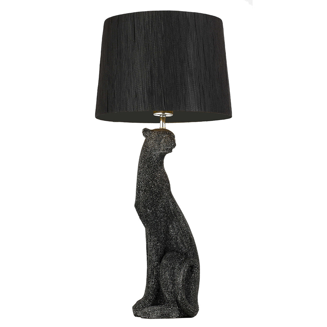 Nala Black Encrusted Bead Lioness Table Lamp