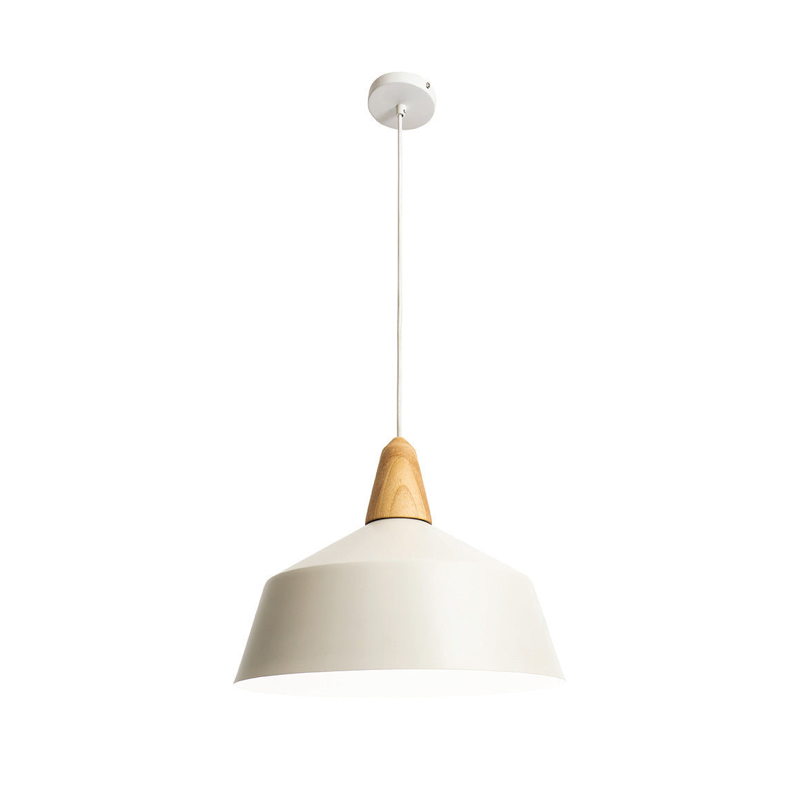 Noel Matt White Metal and Natural Timber Large Pendant