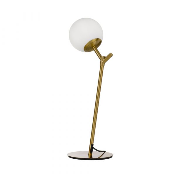 Ohh 1 Light Antique Gold with Opal Matt Glass Table Lamp