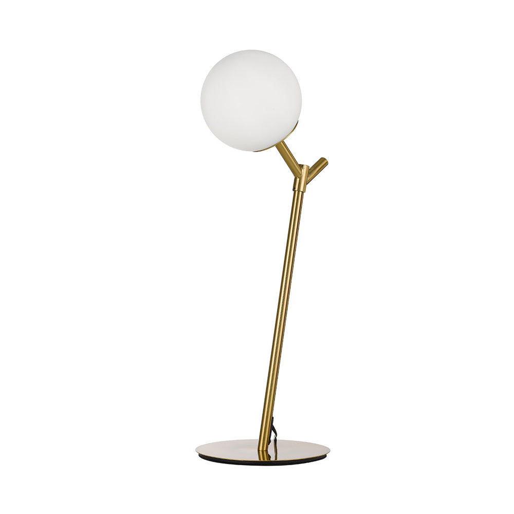 Ohh 1 Light Antique Gold with Opal Matt Glass Table Lamp