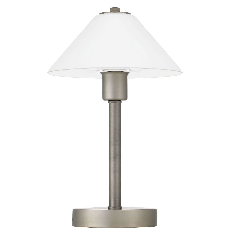 Ohio Nickel Opal Tapered Glass Shade Touch Lamp