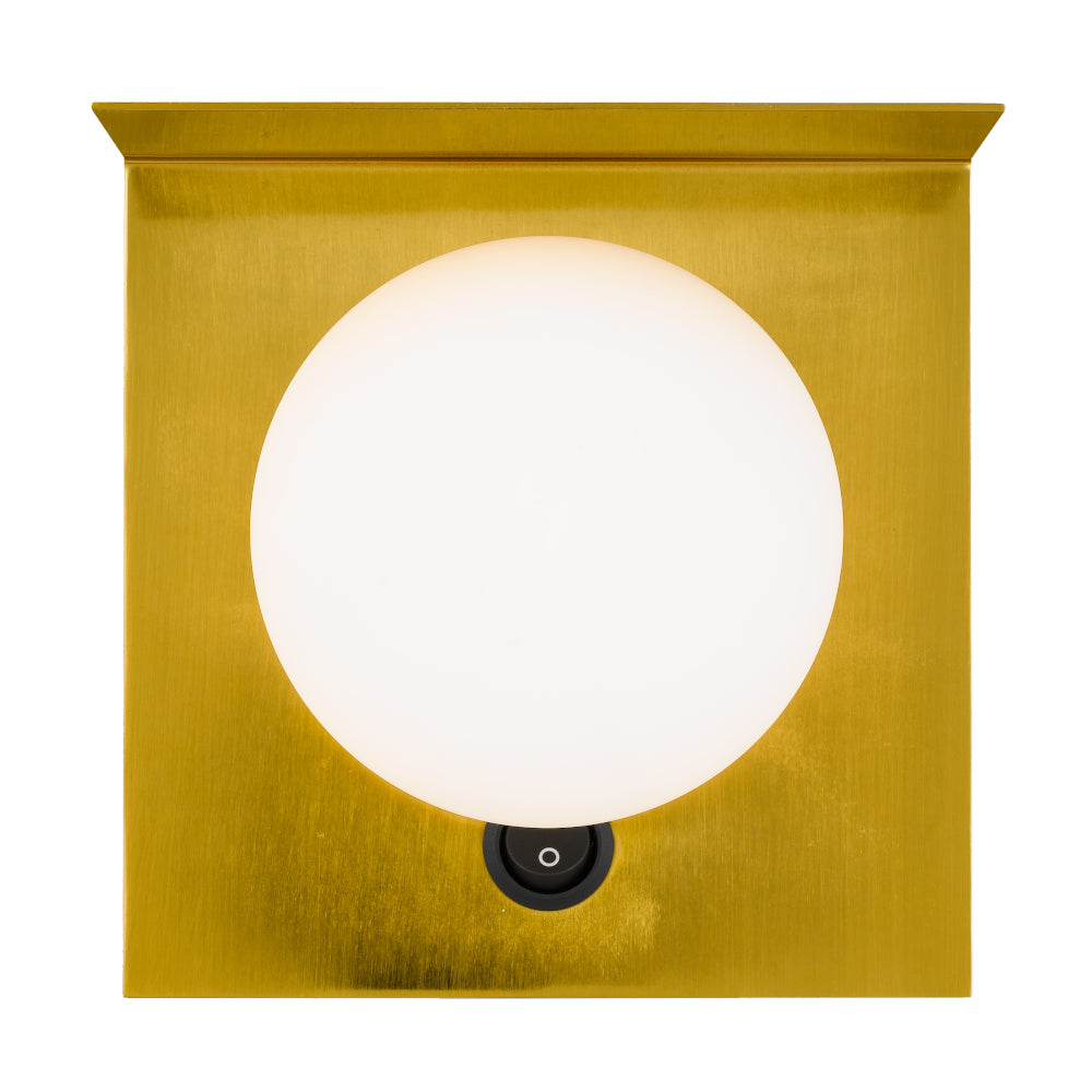 Olio 1 Light Antique Gold and Opal Retro Modern Wall Light