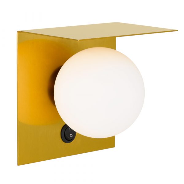Olio 1 Light Antique Gold and Opal Retro Modern Wall Light