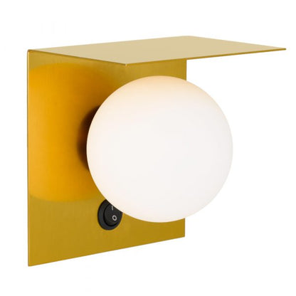 Olio 1 Light Antique Gold and Opal Retro Modern Wall Light