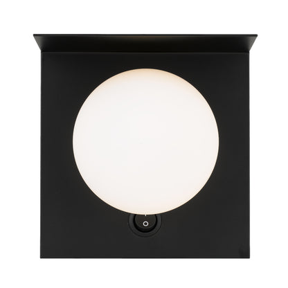 Olio 1 Light Black and Opal Retro Modern Wall Light