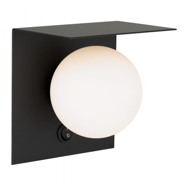 Olio 1 Light Black and Opal Retro Modern Wall Light