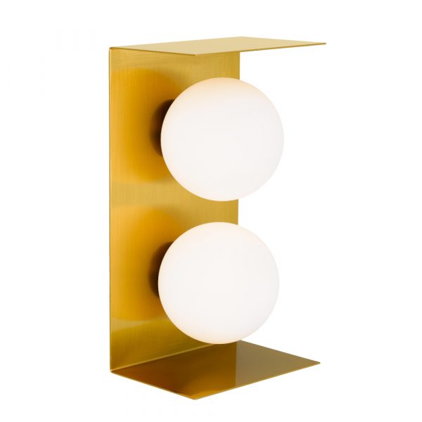 Olio 2 Light Antique Gold and Opal Retro Modern Wall Light