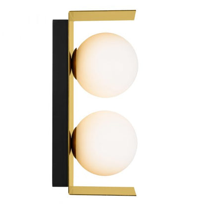 Olio 2 Light Antique Gold and Opal Retro Modern Wall Light