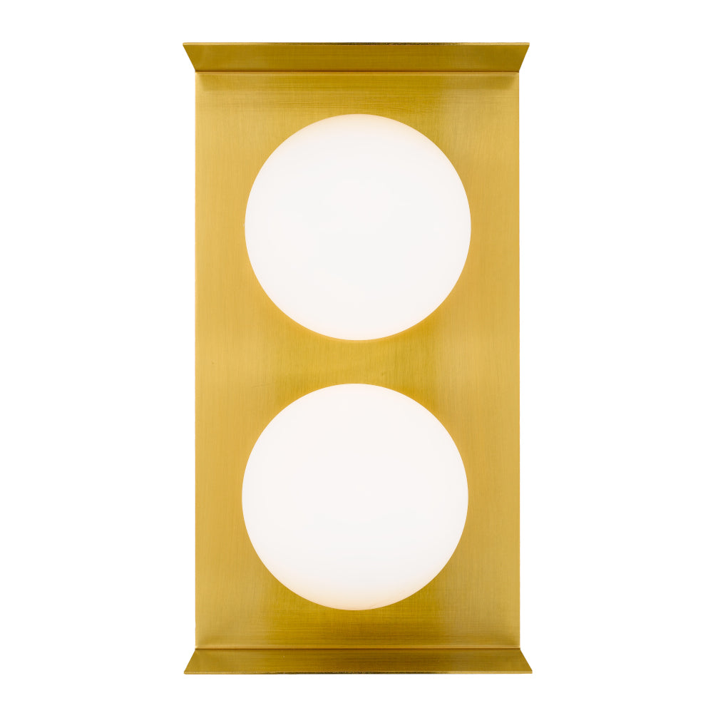 Olio 2 Light Antique Gold and Opal Retro Modern Wall Light