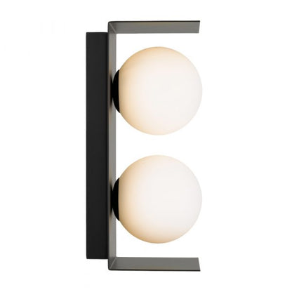 Olio 2 Light Black and Opal Retro Modern Wall Light