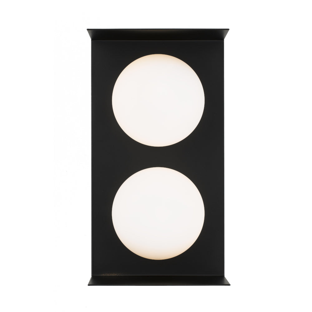 Olio 2 Light Black and Opal Retro Modern Wall Light