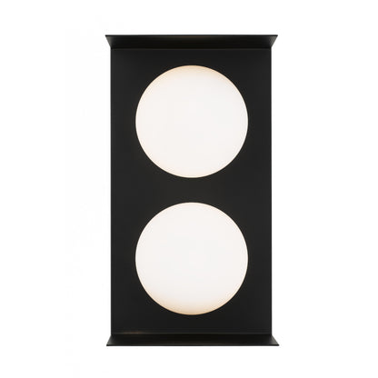 Olio 2 Light Black and Opal Retro Modern Wall Light