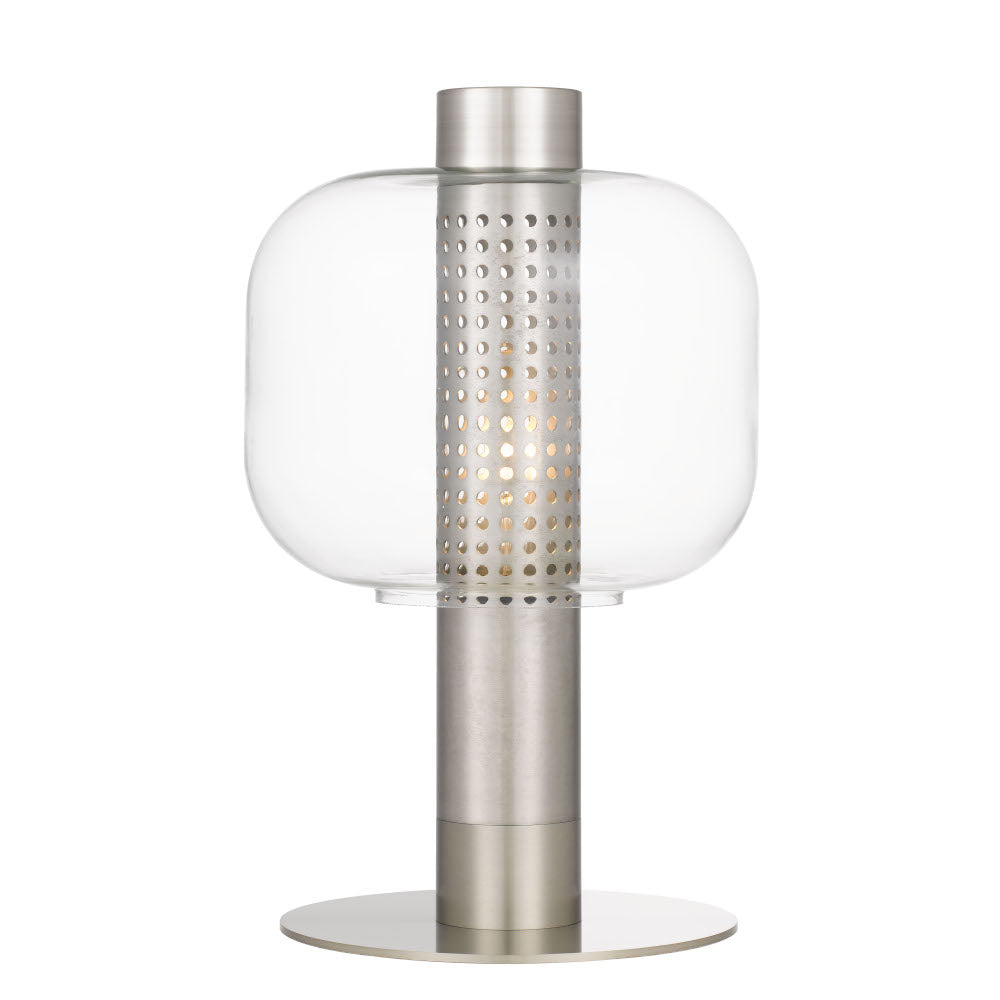 Parola Nickel with Clear Glass Contemporary Table Lamp