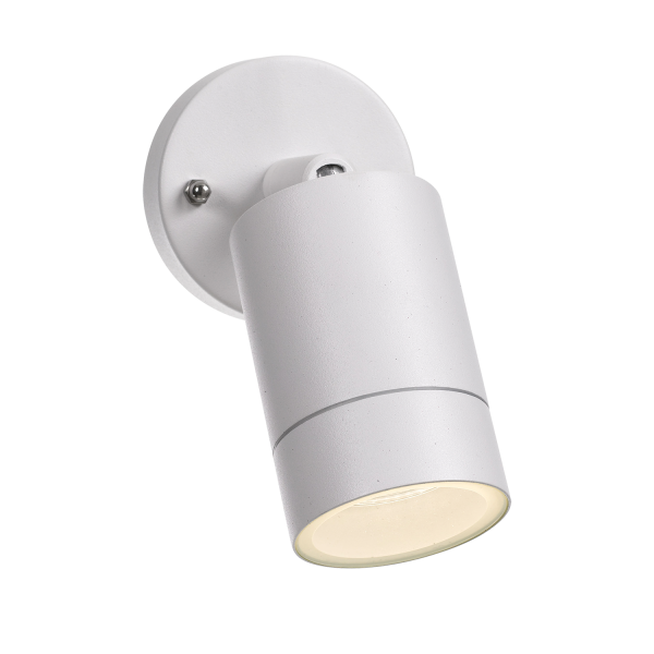 Peak Single White Adjustable Cylinder Exterior Wall Light