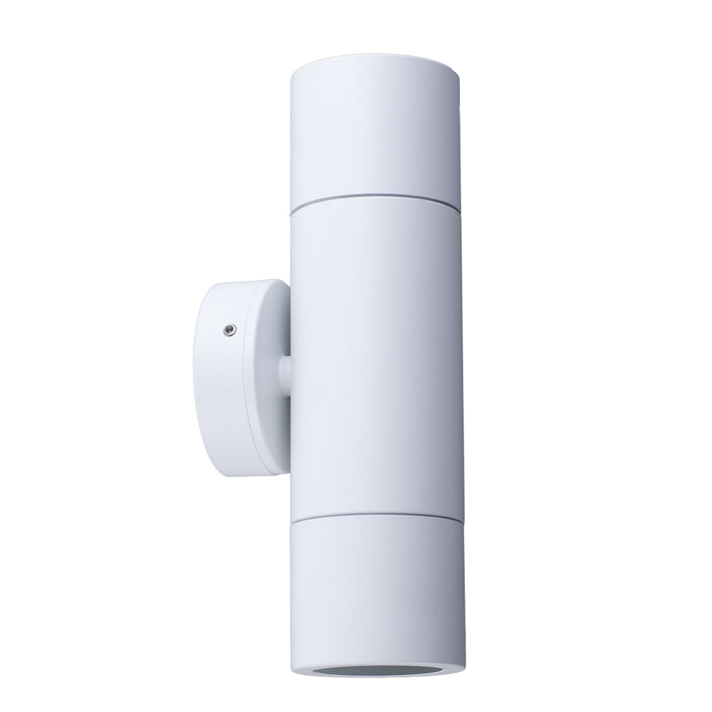 2 Light Up/Down White Cylinder Pillar Exterior Wall Light