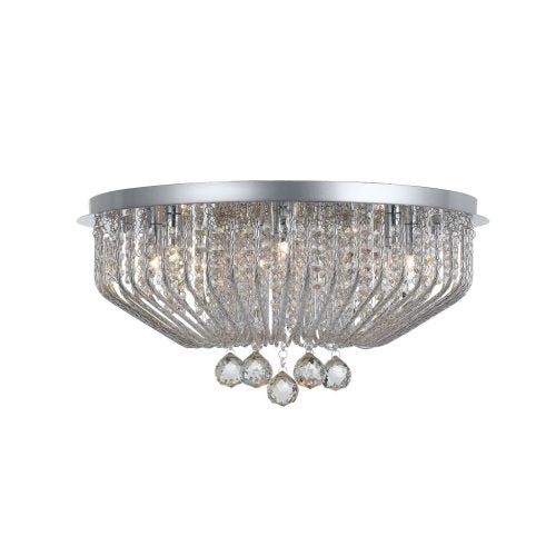Pintor 9 Light Crystal and Spiral Metal Close to Ceiling