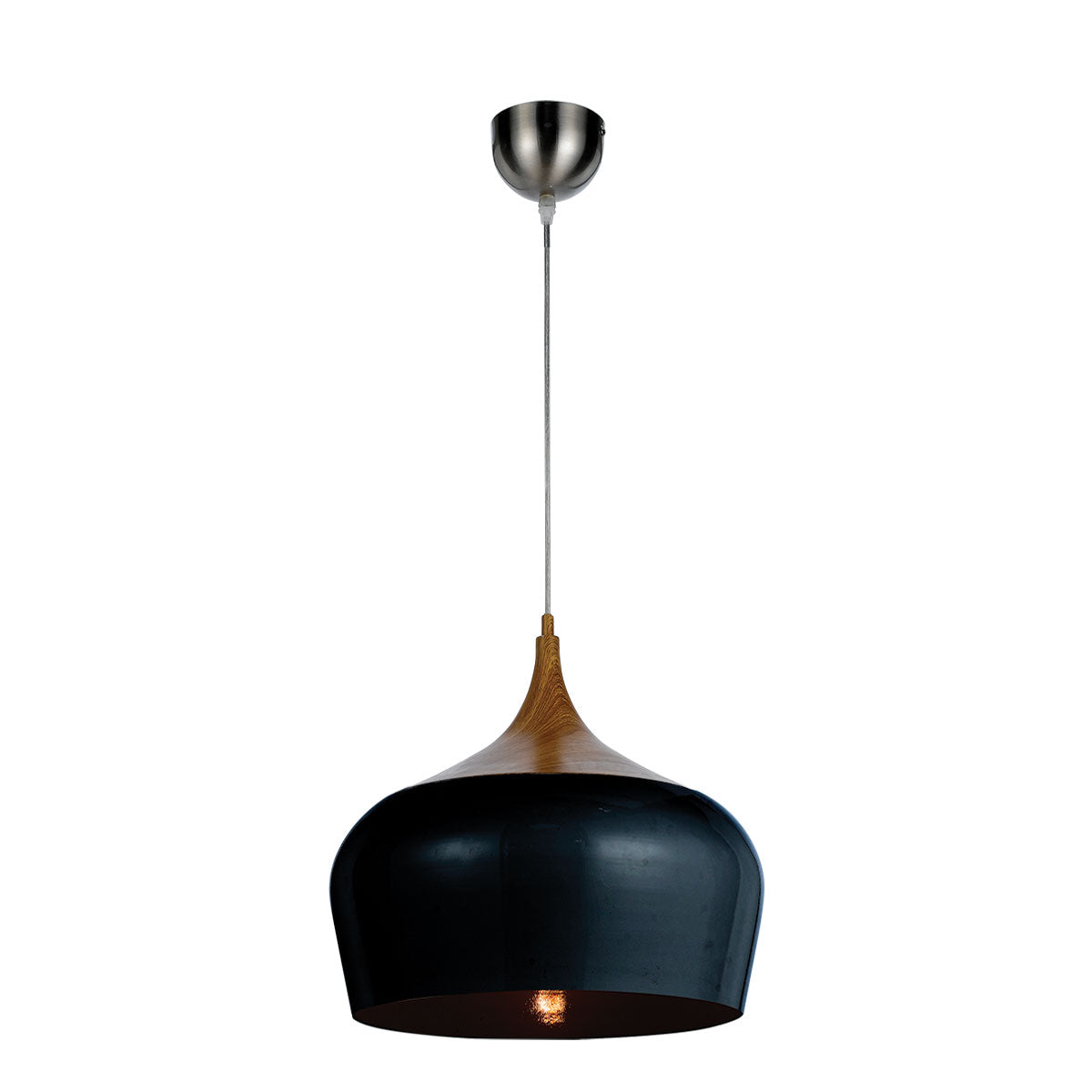 Polk 30 Black and Oak Modern Pendant – Local Lighting