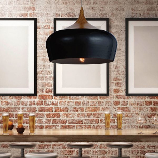 Polk 46 Black and Oak Modern Pendant
