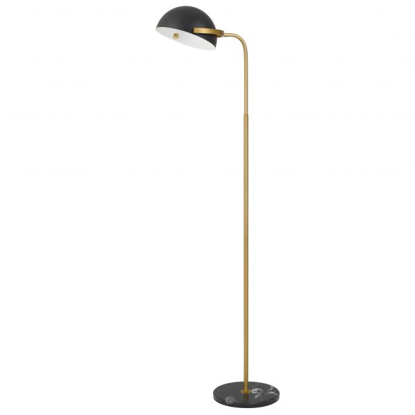 Pollard Black with Antique Gold and Marble Modern Floor Lamp