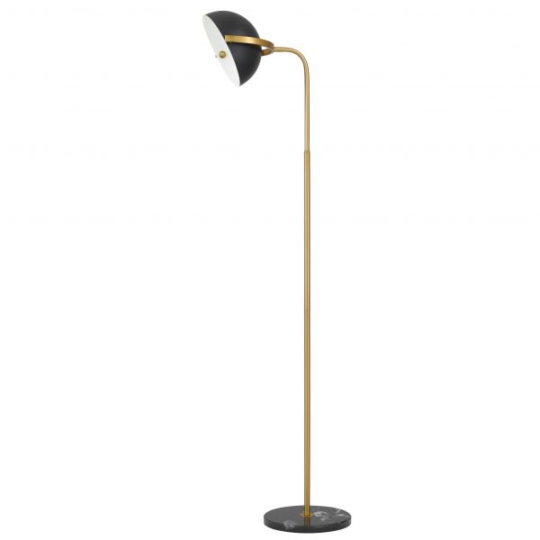 Pollard Black with Antique Gold and Marble Modern Floor Lamp