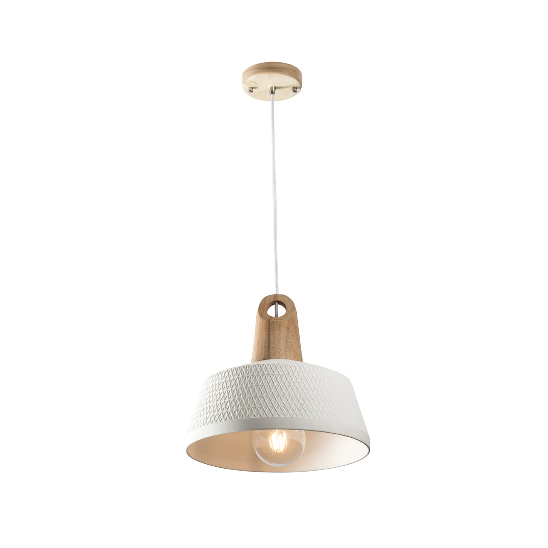 Morrissey Ceramic and Oak Timber Large Pendant