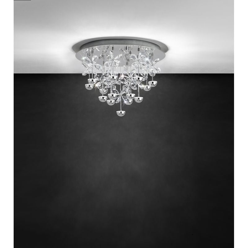 Pianopoli 15 Light Small Close to Ceiling Crystal Butterfly Cluster