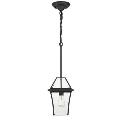 Rye 20cm Pendant Black Tapered and Glass Panel Lantern