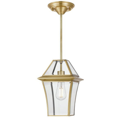 Rye 20cm Pendant Brass Tapered and Glass Panel Lantern