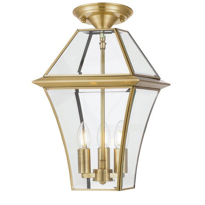 Rye 27.5cm Pendant Brass Tapered and Glass Panel Lantern