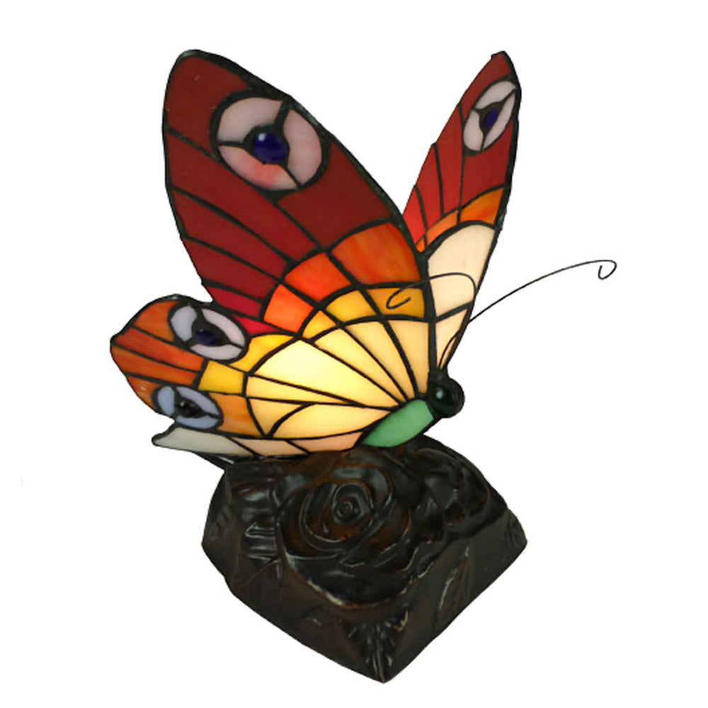 Butterfly Red and Beige on a brown base with rose detail.