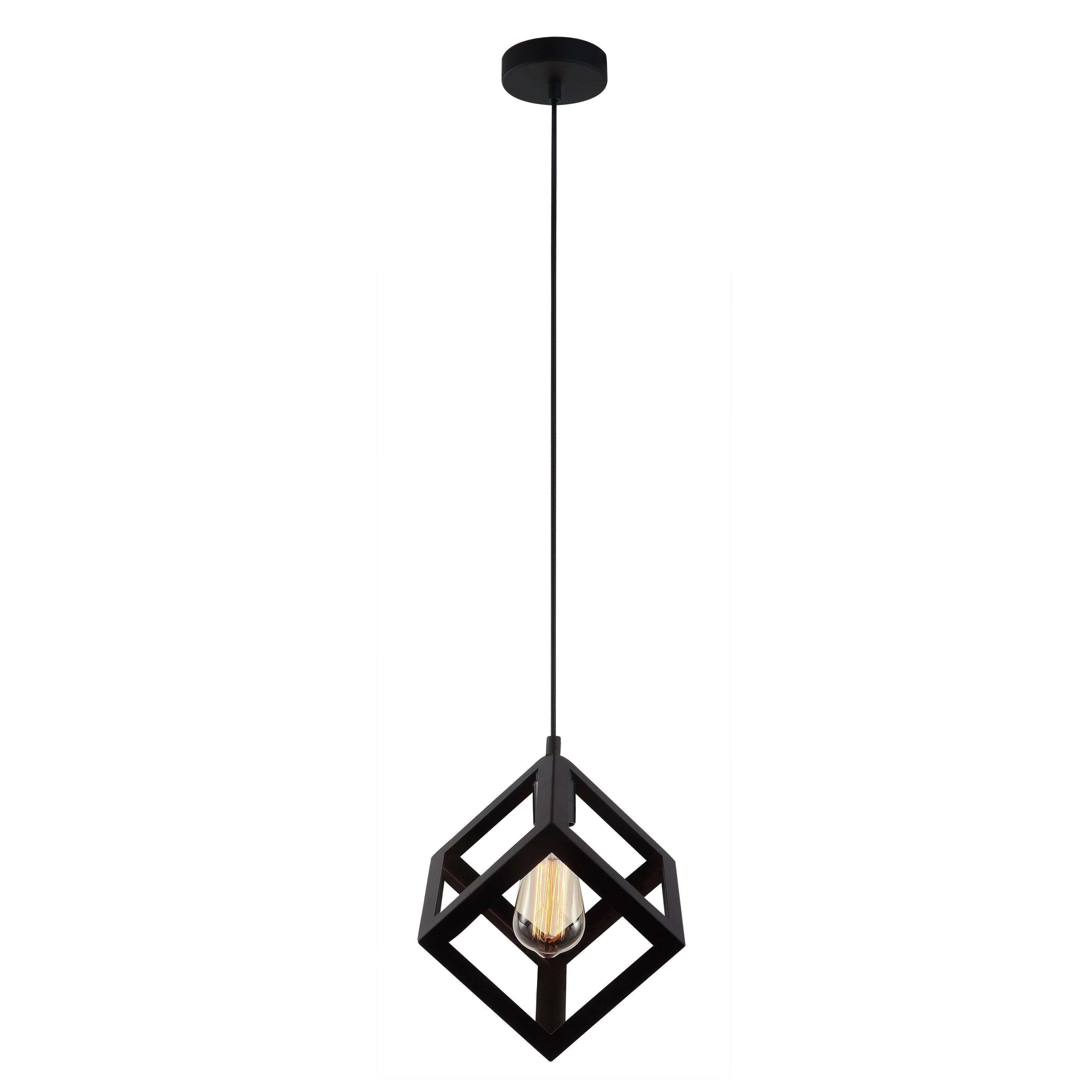 Ruben Black Geometrical Cube Pendant by Amond