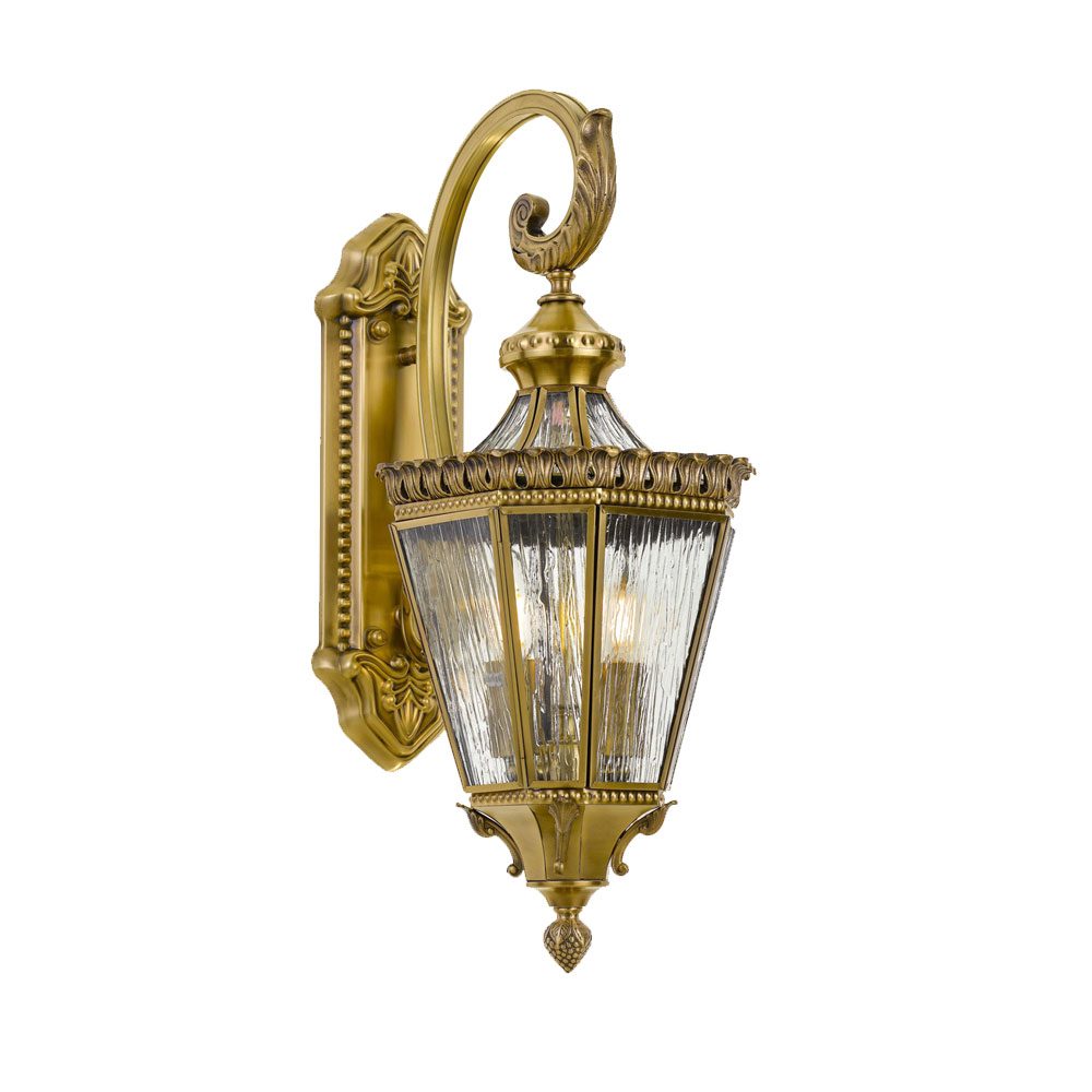Scroll 25cm Solid Brass Tapered Lantern Coach Light