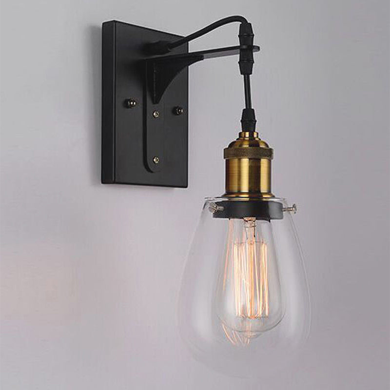 Strung1 Industrial Antique Brass and Black Interior Wall Light