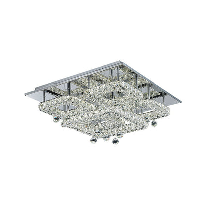 Sorac Multi Tier Tri-Colour LED 60w Round Crystal Frame and Drops Ceiling Light