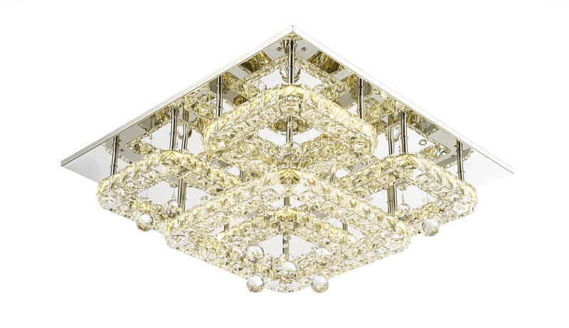 Sorac Multi Tier Tri-Colour LED 60w Round Crystal Frame and Drops Ceiling Light