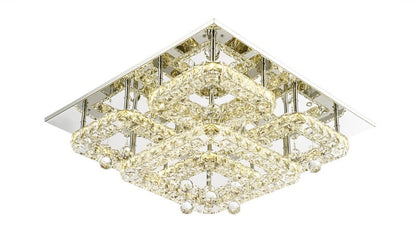 Sorac Multi Tier Tri-Colour LED 60w Round Crystal Frame and Drops Ceiling Light