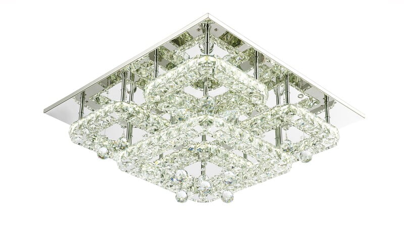 Sorac Multi Tier Tri-Colour LED 60w Round Crystal Frame and Drops Ceiling Light