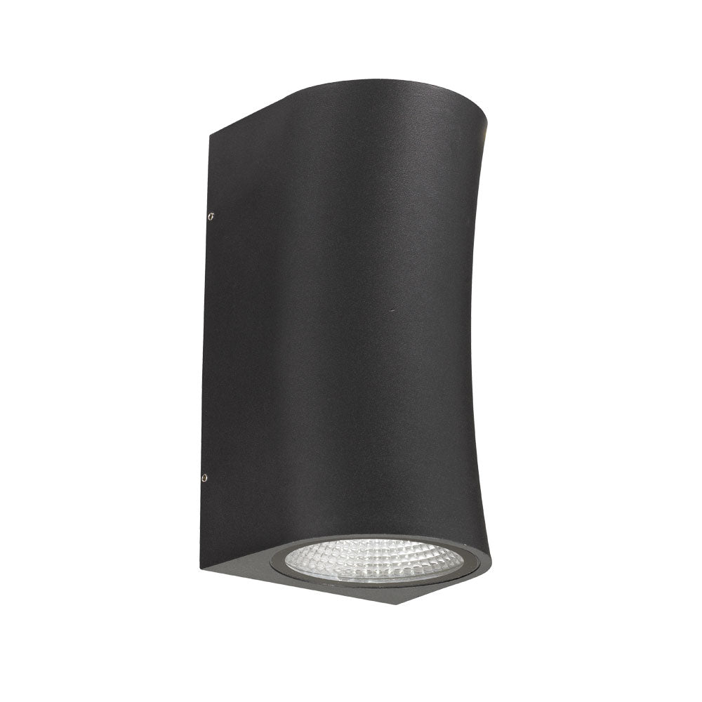 Vita Black Curved Hourglass Up/Down LED Exterior Wall Light