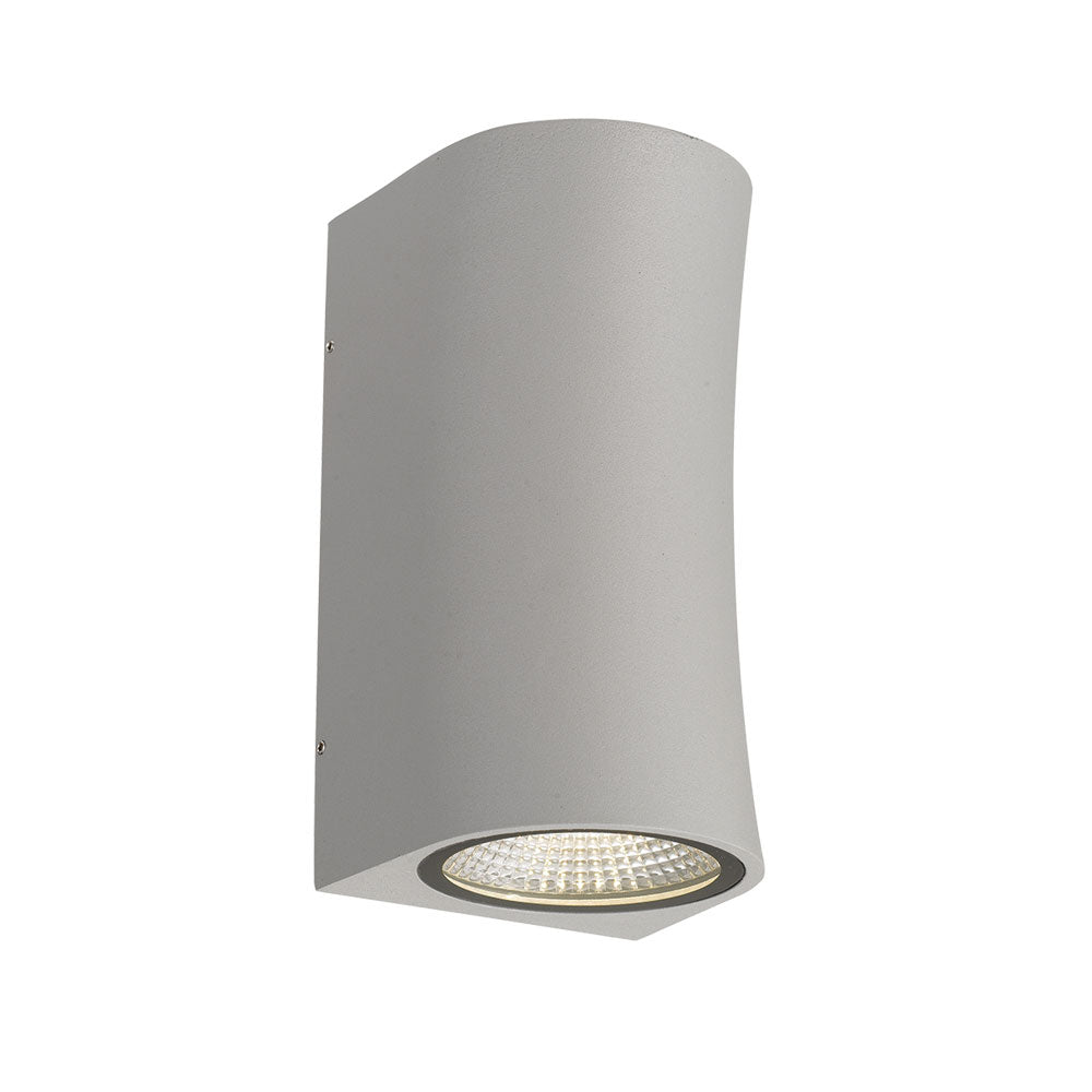 Vita Silver Curved Hourglass Up/Down LED Exterior Wall Light