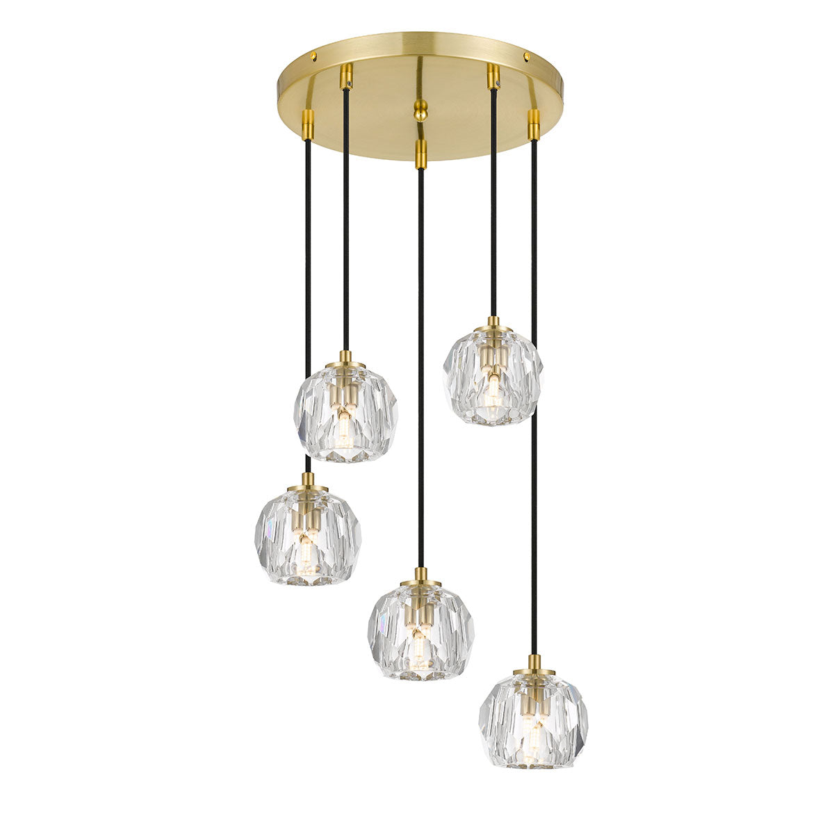 Zaha 5 Light Antique Gold with Crystal Pendant