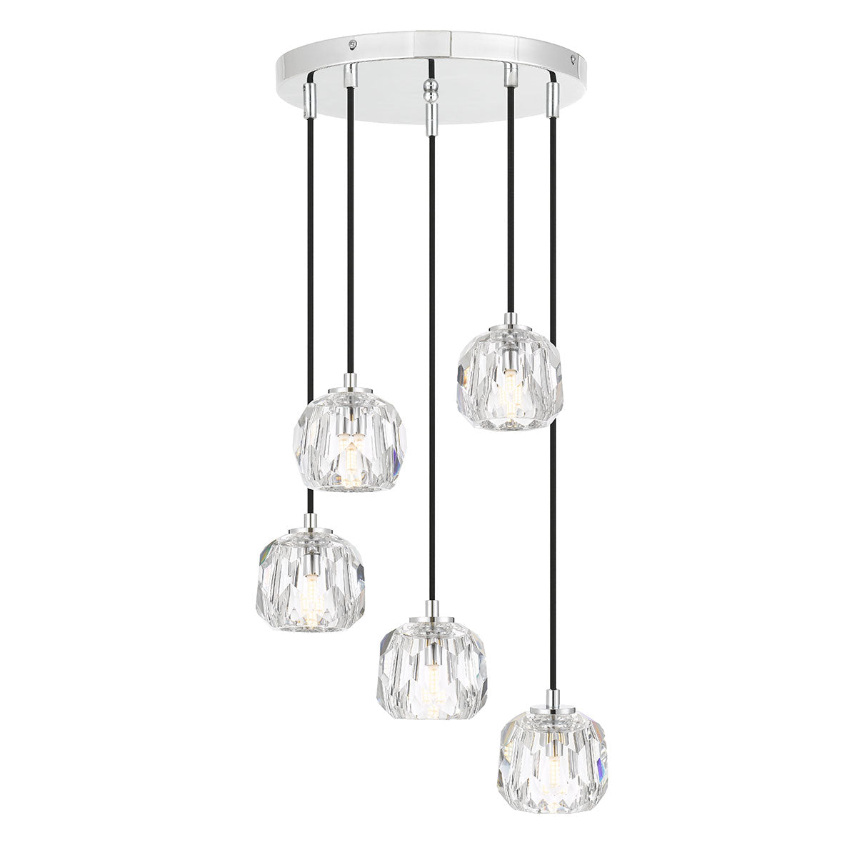Zaha 5 Light Chrome with Crystal Pendant