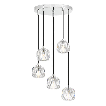 Zaha 5 Light Chrome with Crystal Pendant