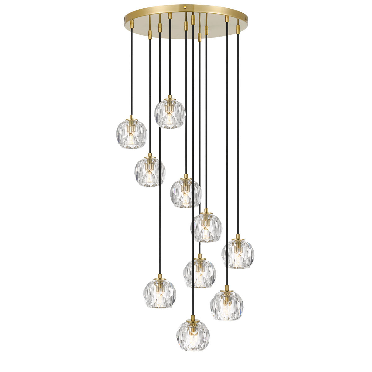 Zaha 10 Light Antique Gold with Crystal Pendant