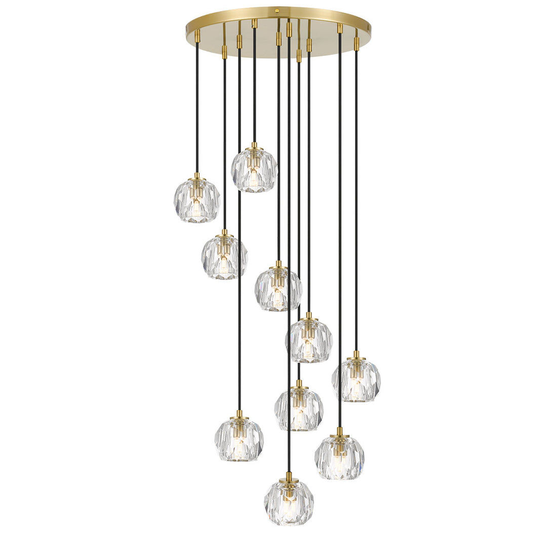 Zaha 10 Light Antique Gold with Crystal Pendant