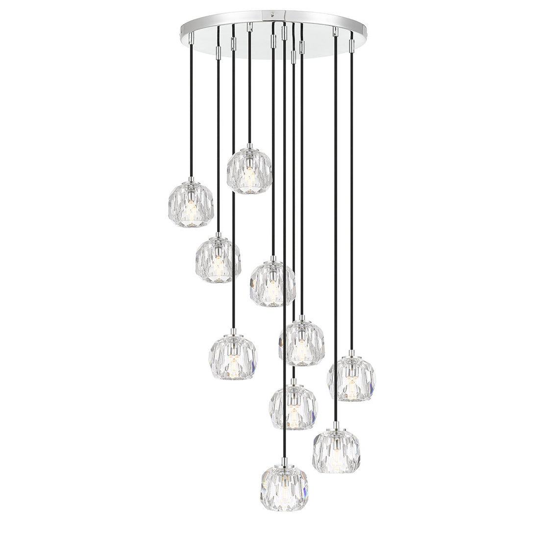 Zaha 10 Light Chrome with Crystal Pendant