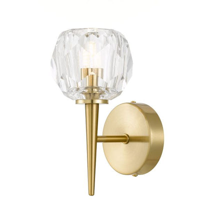 Zaha 1 Light Antique Gold with Crystal Wall Light