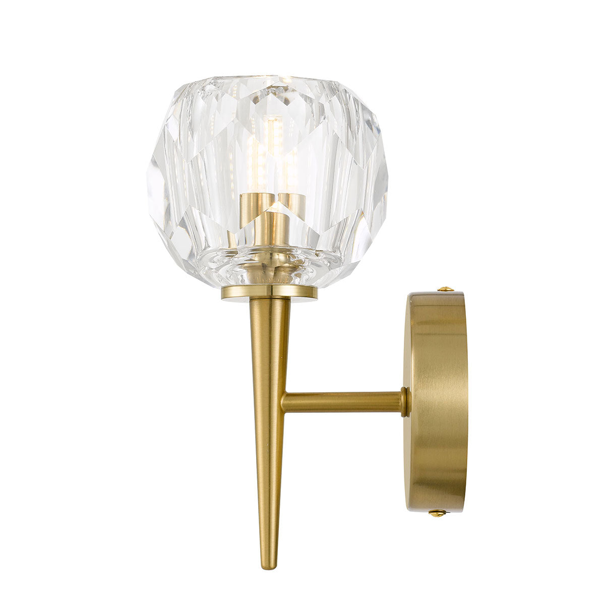 Zaha 1 Light Antique Gold with Crystal Wall Light