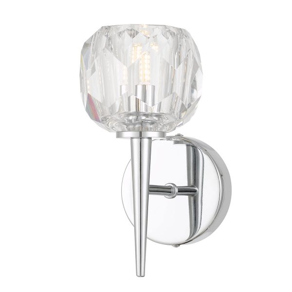Zaha 1 Light Chrome with Crystal Wall Light